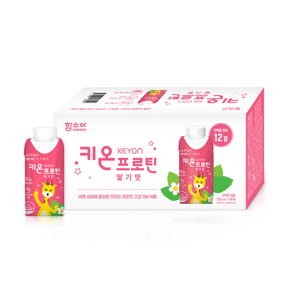 함소아 키온 KEYON 프로틴 딸기맛200 ml x 18팩[합배송 불가, 단독배송 품목]